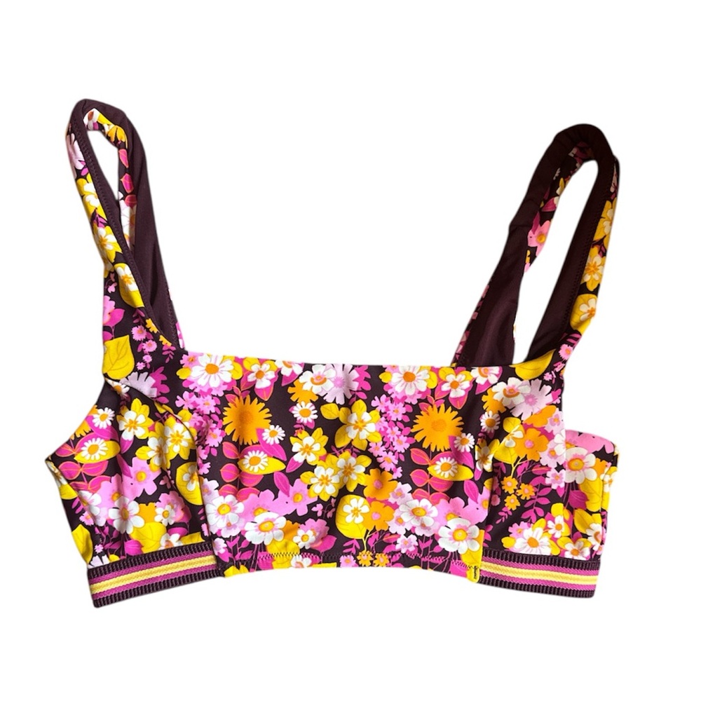 Aerie Swim Scoop Retro Floral Bikini Top- Large